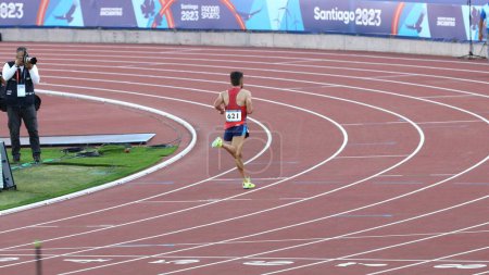 Photo for 10,000M Final of 2023 Pan American Games. November 03, 2023, Santiago, Chile: The 10,000M Final of 2023 Pan American Games takes place at Julio Martinez National Stadium Coliseum in Santiago and was won by Americans Isai Rodriguez, Gold - Royalty Free Image