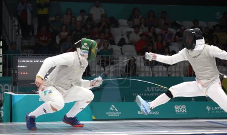 Photo for SANTIAGO (CHL), 03/11/2023 - Men's foil team finals for the bronze medal between Chile and Brazil at the Paralympics sports center during the 2023 Pan American Games. Brazil won 45 -36 and takes Bronze - Royalty Free Image