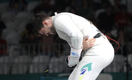 Photo for SANTIAGO (CHL), 03/11/2023 - Men's foil team finals for the bronze medal between Chile and Brazil at the Paralympics sports center during the 2023 Pan American Games. Brazil won 45 -36 and takes Bronze - Royalty Free Image