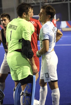 Photo for SANTIAGO (CHILE), 12/03/2023 - Medal Ceremony of the Men's Field Hockey Final at the 2023 Pan American Games between Chile and Argentina ended 3-1 in favor of Argentina, which won the Gold medal, Chile took Silver - Royalty Free Image