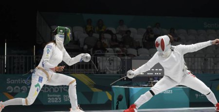 Photo for SANTIAGO (CHILE), 11/04/2023 - FINAL/EPEE/WOMEN/GOLD - Women's epee team final for the gold medal between Canada and Brazil at the Paralympics sports center during the 2023 Pan American Games. Brazil won from 45-40 and took Gold. - Royalty Free Image