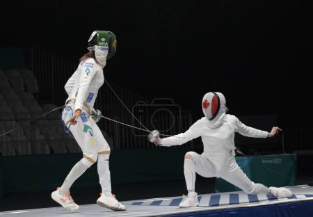 Photo for SANTIAGO (CHILE), 11/04/2023 - FINAL/EPEE/WOMEN/GOLD - Women's epee team final for the gold medal between Canada and Brazil at the Paralympics sports center during the 2023 Pan American Games. Brazil won from 45-40 and took Gold. - Royalty Free Image