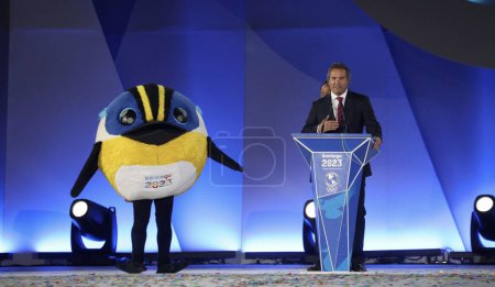 Photo for SANTIAGO (Chile), Brazil 05/11/2023 - The Closing Ceremony of the 2023 Pan American Games at the Bicentenario la Florida stadium in Santiago Chile with the presence of the President of Chile, Daniel Boric - Royalty Free Image