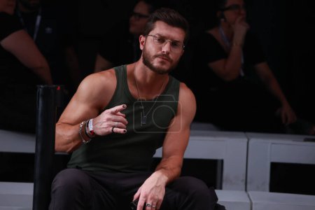 Photo for Sao Paulo (SP), Brazil 11/12/2023 - Actor Kleber Toledo goes to the Bold Strap fashion show, to see his wife Camila Queiroz who shows for the brand, during Sao Paulo Fashion Week - SPFW N56, at Koplexo Tempo - Royalty Free Image