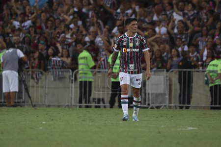 Photo for RIO DE JANEIRO (RJ), Brazil 11/22/2023 - German Cano from Fluminense scores and celebrates his goal in a match between Fluminense x Sao Paulo, in the thirty-second round of the Brazilian Football Championship - Royalty Free Image