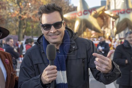 Photo for Macy's Annual Thanksgiving Day Parade Takes Place In New York City. November 23, 2023, New York, New York, USA: Jimmy Fallon attends the Macy's Annual Thanksgiving Day Parade on November 23, 2023 in New York City. - Royalty Free Image