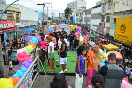 Photo for SAO PAULO (SP), Brazil 11/26/2023 - This Sunday (26th) the 20th LGBTI+ Pride Parade takes place in Madureira. Starting the event in front of the Imperio Serrano samba school court on Avenida Edgard Romero. - Royalty Free Image