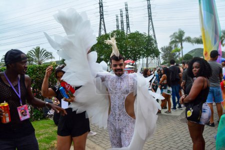 Photo for SAO PAULO (SP), Brazil 11/26/2023 - This Sunday (26th) the 20th LGBTI+ Pride Parade takes place in Madureira. Starting the event in front of the Imperio Serrano samba school court on Avenida Edgard Romero. - Royalty Free Image