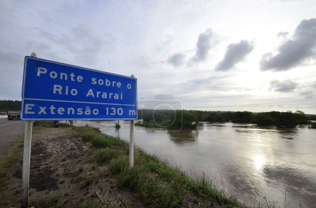 Photo for Sao Jose do Mipibi (RN), Brazil 11/28/2023 - River overflows over Br 101 in Sao Jose do Mipibu Rio Grande do Norte, which has the largest volume in Brazil and in the capital - Natal RN several flooding points were recorded. Mayor - Royalty Free Image