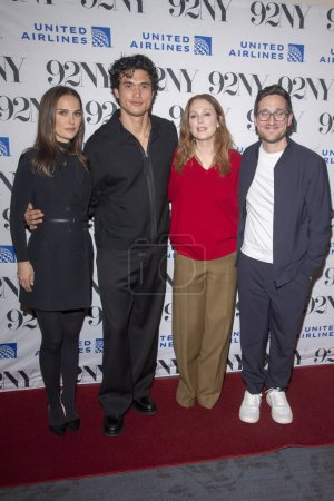 Photo for Netflix's May December Special Screening. November 30, 2023, New York, New York, USA: (L-R) Natalie Portman, Charles Melton, Julianne Moore and MTV's Josh Horowitz attend Netflix's May December Special Screening at The 92nd Street - Royalty Free Image
