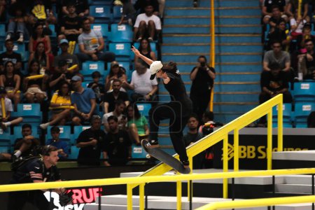 Photo for Sao Paulo (SP), Brazil 12/03/2023 - Final of the SLS Super Crown in Sao Paulo on the morning of this Sunday, December 3rd, at the Ibirapuera Gymnasium in the south of the Capital. Brazilian Rayssa Leal became champion. - Royalty Free Image