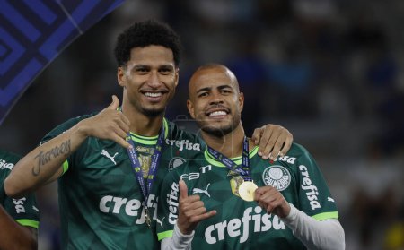 Foto de Belo Horizonte (MG), 12 / 06 / 2023 - Murilo y Mayke de Palmeiras celebran el 12º título de DodecaCampeao en un partido entre Cruzeiro contra Palmeiras que terminó con un marcador de 1 x 1 - Imagen libre de derechos