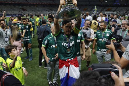 Foto de Belo Horizonte (MG), Brasil 12 / 06 / 2023 - Palmeiras celebra el 12º título con DodecaCampeao en un partido entre Cruzeiro contra Palmeiras que termina con un marcador de 1 x 1, válido para la 38ª ronda - Imagen libre de derechos