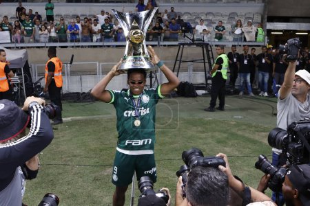 Photo for Belo Horizonte (MG), 12/06/2023 -  Endrick of Palmeiras celebrates the 12th Title of DodecaCampeao in a match between Cruzeiro against Palmeiras that ends with a score of 1 x 1 - Royalty Free Image