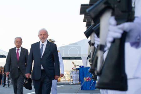 Photo for Rio de Janeiro (RJ) Brazil 13/12/2013 - The President of the Republic, Luiz Inacio Lula da Silva, participates in the ceremony celebrating Sailor's Day which takes place on the afternoon of this Wednesday (13) - Royalty Free Image