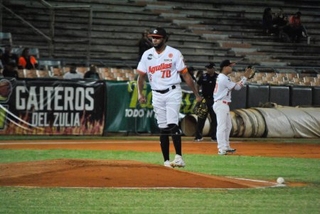 Photo for MARACAIBO (VEN), 12/28/2023 - Venezuelan Professional Baseball League, Navegantes del Magallanes and Aguilas del Zulia played an extra match to define who will go to the "Play-in" series against Tigres de Aragua - Royalty Free Image