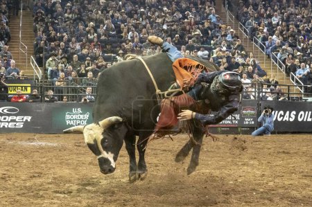 Photo for 2024 Professional Bull Riders At The Garden. January 6, 2024, New York, New York, USA: Jake Morinec rides My Bad during second round of the Professional Bull Riders 2024 Unleash The Beast event at Madison Square Garden on January 6, 2024 - Royalty Free Image