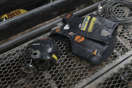 Photo for 2024 Professional Bull Riders Unleash The Beast At The Garden. January 7, 2024, New York, New York, USA: Bull riders gear seen in the chute during the third round of the Professional Bull Riders 2024 Unleash The Beast event at Madison Square Garden - Royalty Free Image