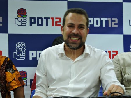 Photo for Sao Paulo (SP) Brazil 09/01/2024 - The pre-candidate for mayor of Sao Paulo Guilherme Boulos from PSOL participated in an event where he received official support from the PDT to run for mayor of the city of Sao Paulo . - Royalty Free Image