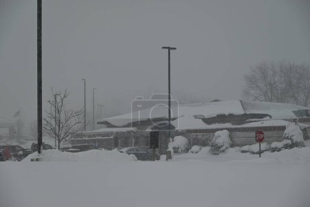 Photo for Blizzard affects the U.S. State of Iowa in Cedar Rapids, Iowa. January 12, 2024, Cedar Rapids, Iowa, USA: Blizzard warnings were in affect in Cedar Rapids, Iowa, Friday as treacherous conditions impacted roadways throughout the area - Royalty Free Image