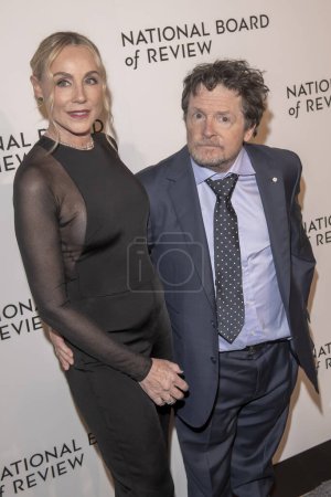 Photo for 2024 National Board of Review Awards Gala. January 11, 2024, New York, New York, USA: Tracy Pollan and Michael J. Fox attend the 2024 National Board of Review Gala at Cipriani 42nd Street on January 11, 2024 in New York City. - Royalty Free Image