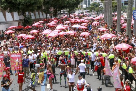 Téléchargez les photos : Rio de Janeiro (RJ), Brésil 20 / 01 / 2024 - Parade des blocs sont déjà remonter le moral des fêtards avec trois semaines avant le Carnaval, les blocs sont déjà dans les rues de Rio ce week-end. - en image libre de droit
