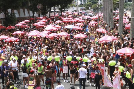 Téléchargez les photos : Rio de Janeiro (RJ), Brésil 20 / 01 / 2024 - Parade des blocs sont déjà remonter le moral des fêtards avec trois semaines avant le Carnaval, les blocs sont déjà dans les rues de Rio ce week-end. - en image libre de droit