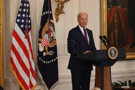 Téléchargez les photos : Le président américain Joe Biden prononce un discours lors d'une réunion d'hiver de la Conférence des maires des États-Unis à la Maison Blanche à Washington, DC. 19 janvier 2024, Washington, DC, USA - en image libre de droit