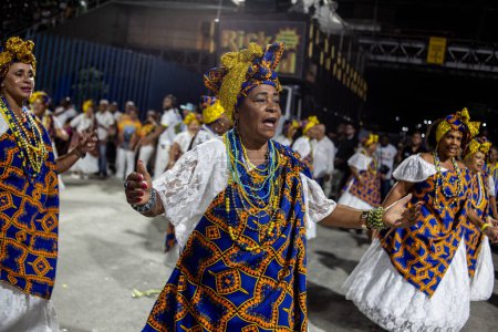Photo for RIO DE JANEIRO (RJ), Brazil 01/21/2024 - Drum queen Mayara Lima during the technical rehearsal of Paraiso do Tuiuti this Sunday (21), at Marques de Sapucai. - Royalty Free Image