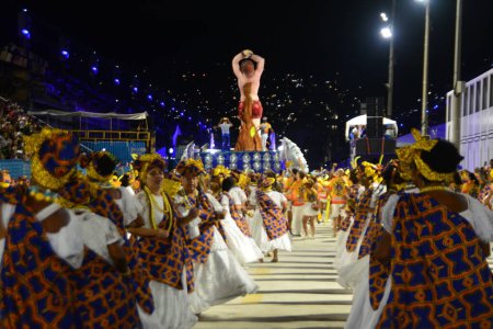 Foto de RIO DE JANEIRO (RJ), Brasil 21 / 01 / 2024 - La escuela de samba Paraiso do Tuiuti celebra este domingo su ensayo técnico en Marques de Sapucai, en el centro de Río de Janeiro (21). - Imagen libre de derechos