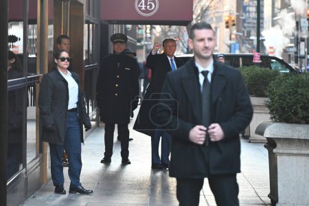 Photo for Former President of the United States Donald J. Trump departs Trump Tower to head to the E. Jean Carroll defamation trial in Manhattan, New York. January 22, 2024, Manhattan, New York, USA - Royalty Free Image
