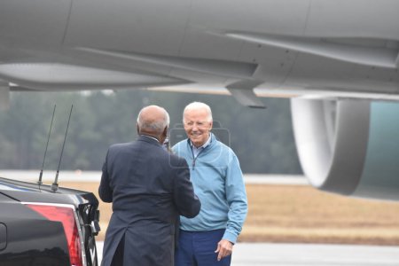 Photo for President of the United States Joe Biden arrived in West Columbia, South Carolina. January 27, 2024, West Columbia, South Carolina, USA: President of the United States Joe Biden arrived in West Columbia, South Carolina on Saturday afternoon - Royalty Free Image