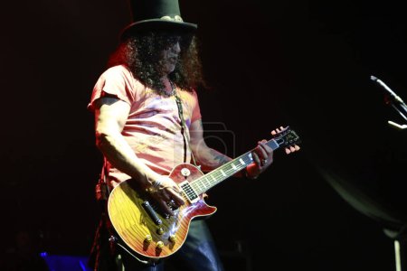Foto de Sao Paulo (SP), Brasil 31 / 01 / 2024 - Slash regresó a Brasil esta semana para presentar su proyecto en solitario. Junto con Myles Kennedy (cantante de Alter Bridge) y The Conspirators, el guitarrista de Guns N Roses sube al escenario - Imagen libre de derechos