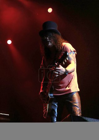 Foto de Sao Paulo (SP), Brasil 31 / 01 / 2024 - Slash regresó a Brasil esta semana para presentar su proyecto en solitario. Junto con Myles Kennedy (cantante de Alter Bridge) y The Conspirators, el guitarrista de Guns N Roses sube al escenario - Imagen libre de derechos