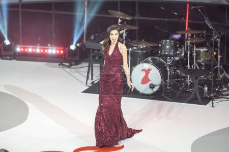 Photo for The American Heart Association's Red Dress Collection Concert 2024. January 31, 2024, New York, New York, USA: Heather Dubrow wearing Pamella Roland walks the runway during The American Heart Association's Red Dress Collection Concert - Royalty Free Image