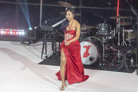 Photo for The American Heart Association's Red Dress Collection Concert 2024. January 31, 2024, New York, New York, USA: Brandi Rhodes wearing Do Long walks the runway during The American Heart Association's Red Dress Collection Concert 2024 - Royalty Free Image