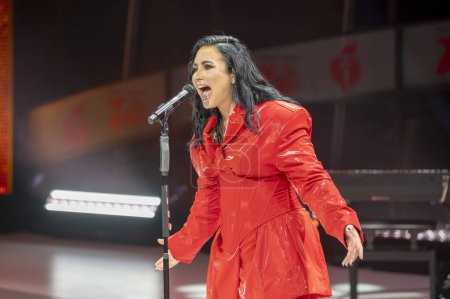 Photo for The American Heart Association's Red Dress Collection Concert 2024. January 31, 2024, New York, New York, USA: Demi Lovato performs onstage during The American Heart Association's Red Dress Collection Concert 2024 at Jazz at Lincoln Center - Royalty Free Image