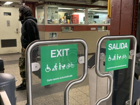 Photo for New Subway Fare Gates for safety and fare evasion in New York City. February 1, 2024, New York, USA: The New York Metropolitan Iransportation Authority is installing new subway fare gates in some subways as pilots; testing the effectiveness - Royalty Free Image
