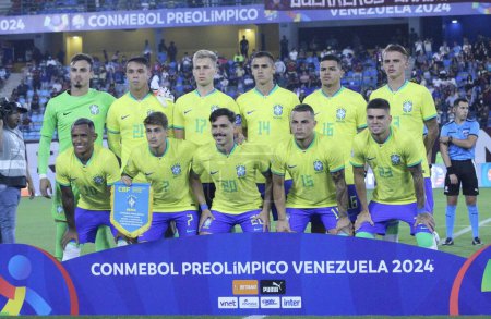 Photo for CARACAS (VEN), 01/2/2024 Match between Brazil and Venezuela, in group A of the South American Under-23 Pre-Olympic Tournament in Venezuela - Royalty Free Image