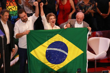 Photo for SAO PAULO (SP), Brazil 02/02/2024 - In the photo, President Luiz Inacio Lula da Silva, and candidates Guilherme Boulos and Marta Suplicy - Royalty Free Image