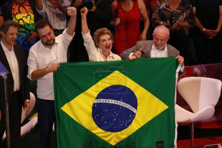 Photo for SAO PAULO (SP), Brazil 02/02/2024 - In the photo, President Luiz Inacio Lula da Silva, and candidates Guilherme Boulos and Marta Suplicy - Royalty Free Image