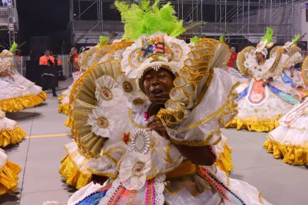 Foto de Sao Paulo (SP), Brasil 03 / 02 / 2024 - X9-Paulistana, una escuela tradicional de samba del norte de Sao Paulo, desfiló este sábado por la noche en el Grupo de Acceso II del Carnaval de Sao Paulo - Imagen libre de derechos