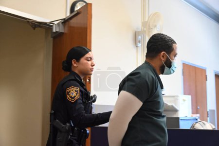 Photo for Cesar Santana appears at Hudson County Superior Court in Jersey City, New Jersey. February 5, 2024, Jersey City, New Jersey, USA: Cesar Santana is accused of murdering a Jersey City Kindergarten Teacher and appeared in court Monday morning - Royalty Free Image