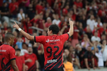 Photo for CURITIBA (PR), Brazil 02/07/2024 - The player Pablo celebrates a goal, during a match between Athletico PR and FC Cascavel valid for the 7th Round of the 2024 Paranaense Championship - Royalty Free Image