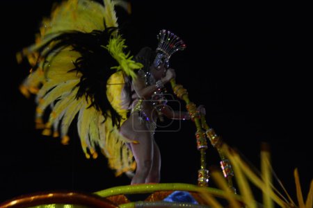 Photo for RIO DE JANEIRO (RJ), 10/2/2024 Parade of the samba school of the Ouro series, Em Cima da Hora, held at Marques de Sapucai in the center of Rio de Janeiro. The school had problems with the last car that was late - Royalty Free Image