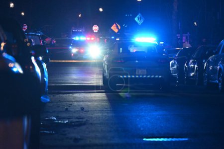 Photo for Four people shot, one dead in shooting in Washington, D.C. February 9, 2024, Washington, DC, USA: Friday evening, four adult male victims were shot in the 1200 Block of Raum St. NE., One victim was pronounced dead - Royalty Free Image