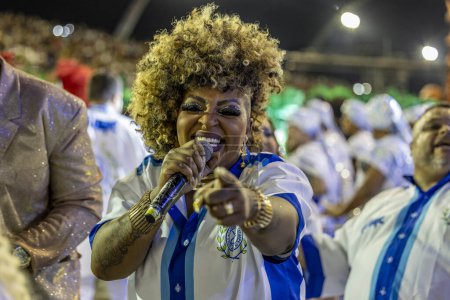 Téléchargez les photos : Sao Paulo (SP), Brésil 02 / 09 / 2024 - Parade de l'école de samba Academicos do Tatuape, lors de la première nuit de défilés du groupe spécial à Anhembi dans la nuit de ce vendredi 9 février 2024. - en image libre de droit