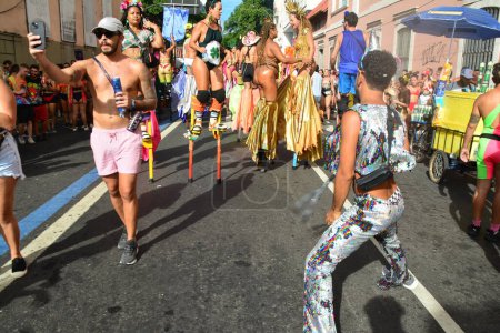 Téléchargez les photos : RIO DE JANEIRO (RJ), Brésil 2 / 11 / 2024 - Bloco das Trepadeiras et Cordao do Boi Tolo, dès le matin de ce dimanche de carnaval, se joignent aux festivités et défilent dans les rues - en image libre de droit