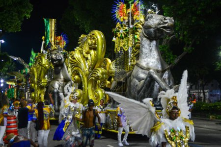 Photo for RIO DE JANEIRO (RJ), Brazil 02/12/2024 - The Paraiso do Tuiuti samba school, in Marques de Sapucai in the center of the city of Rio de Janeiro, concluded a wonderful parade, this Monday 12th of February 2024. - Royalty Free Image