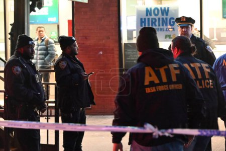Photo for (NEW) Mass shooting at subway station in Bronx, New York. February 12, 2024, Bronx, New York, USA: Mass shooting wounds several people at a subway station on Mt Eden Av in the Bronx which took place Monday afternoon. - Royalty Free Image